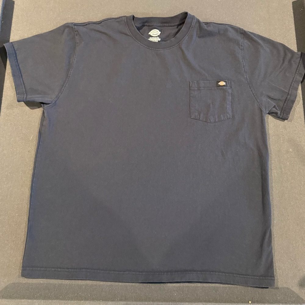 Dickies Pocket T-Shirt Workwear Logo Navy Blue Mens 2XL
